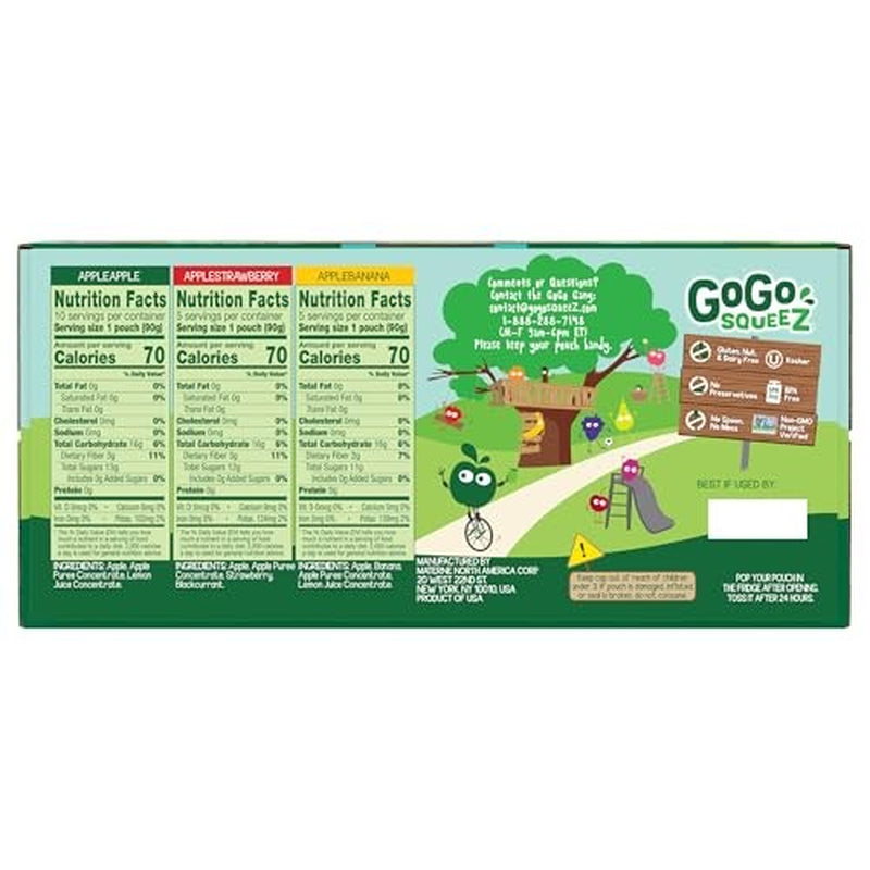 Gogo Squeez Applesauce and Fruit Puree Variety Pack, Apple, Banana & S