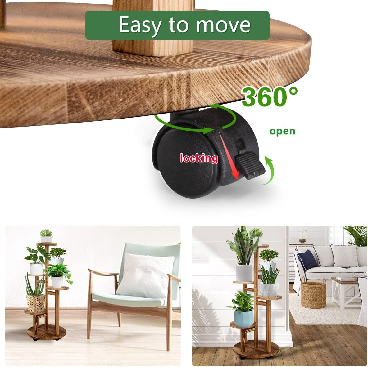 5 Tiered Tall Plant Stand for Indoor, Wood Plant Shelf Corner Display Rack, Multi-Tier Planter Pot Holder Flower Stand for Living Room Balcony Garden Patio (Walnut)