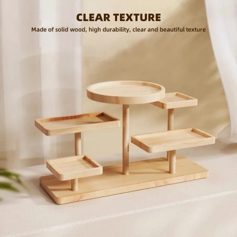 Solid Wood Stall Display Stand Creative Wood Jewelry Ornaments Display Table Ins Style Display Multi-Layer Storage Rack