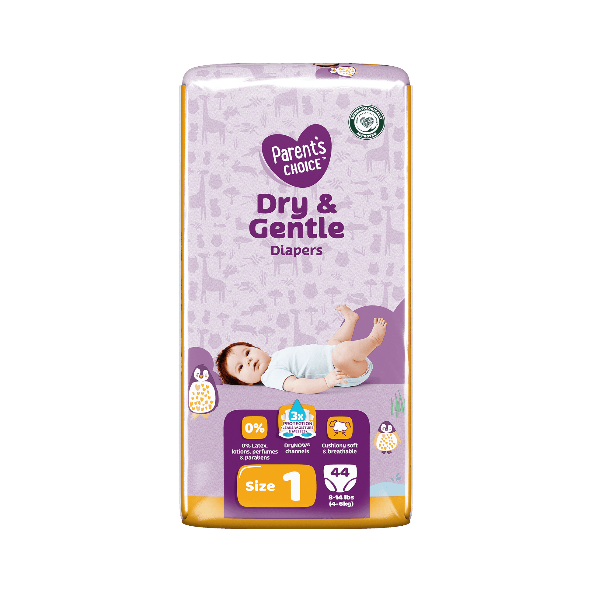 Dry & Gentle Diapers Size 1, 44 Count (Select for More Options)
