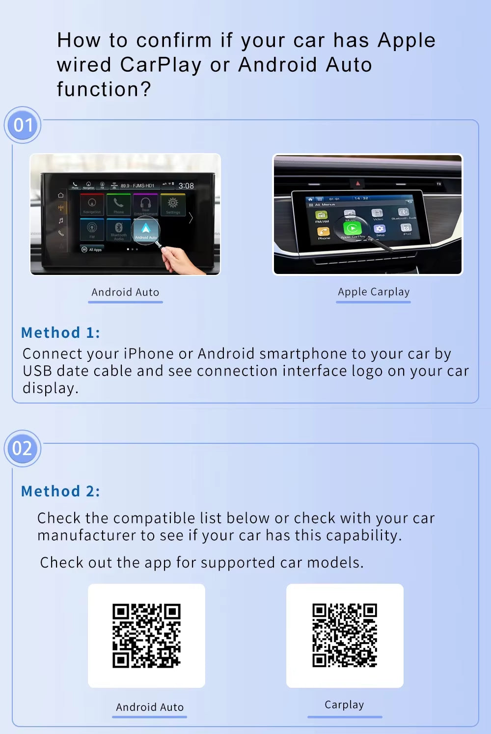 2 in 1 Wireless Carplay Adapter Android Auto Smart USB Dongle Plug and Play for Volvo Kia Benz Audi VW Hyundai Car Accessaries