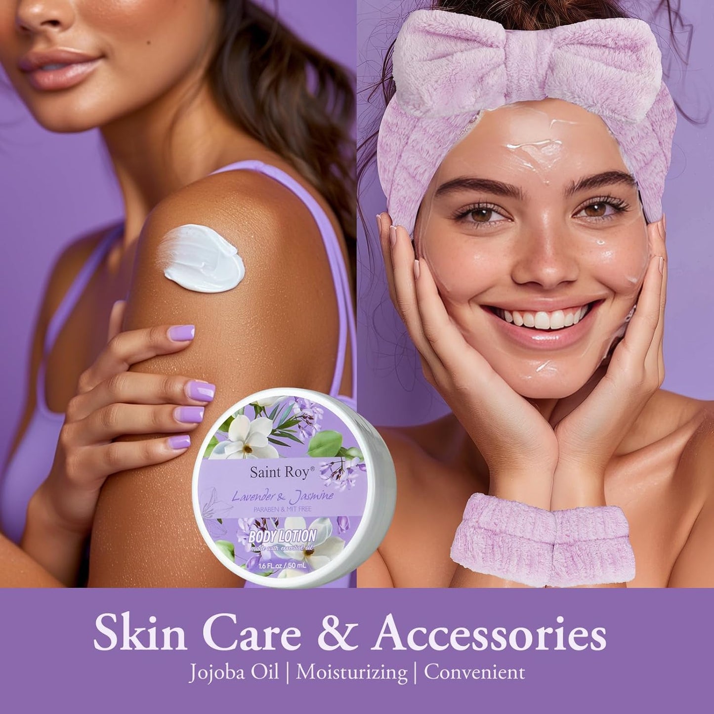 Bath and Body Gift Basket Set for Women - Jasmine Christmas Gifts for Women, Spa Gift Basket 13-Piece Bath Gift Set, Gift Set for Ladies Body & Bath Gifts Set Lavender Gift Baskets for Mom