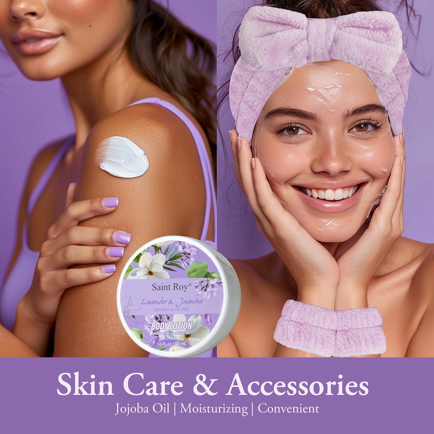 Bath and Body Gift Basket Set for Women - Jasmine Christmas Gifts for Women, Spa Gift Basket 13-Piece Bath Gift Set, Gift Set for Ladies Body & Bath Gifts Set Lavender Gift Baskets for Mom