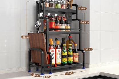 Multifunctional Kitchen Organizer Rack with Spice Shelves