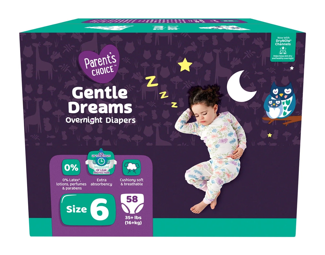 Gentle Dreams Overnight Diapers Size 6, 58 Count (Select for More Options)