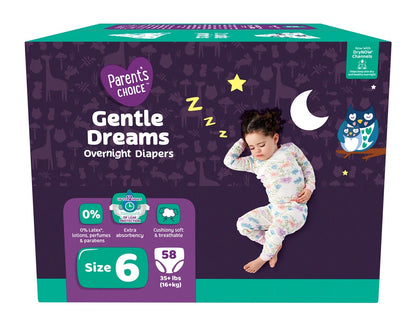 Gentle Dreams Overnight Diapers Size 6, 58 Count (Select for More Options)