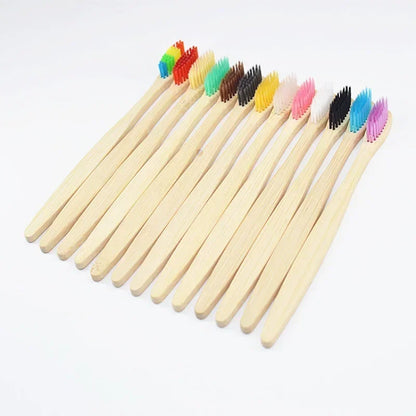 10PCS Colorful Toothbrush Natural Bamboo Tooth Brush Set Soft Bristle Charcoal Teeth Eco Bamboo Toothbrushes Dental Oral Care