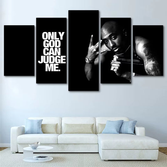 Modern Home Decoration 5 Piece Tupac Amaru Shakur Rapper 2Pac Canvas Art Print Poster Picture Frames Modular Wall Paintings Art