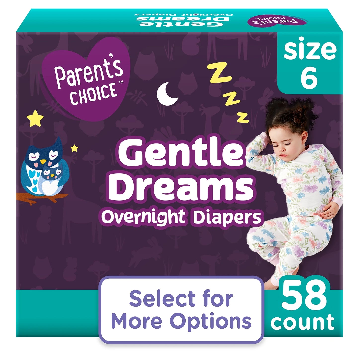 Gentle Dreams Overnight Diapers Size 6, 58 Count (Select for More Options)