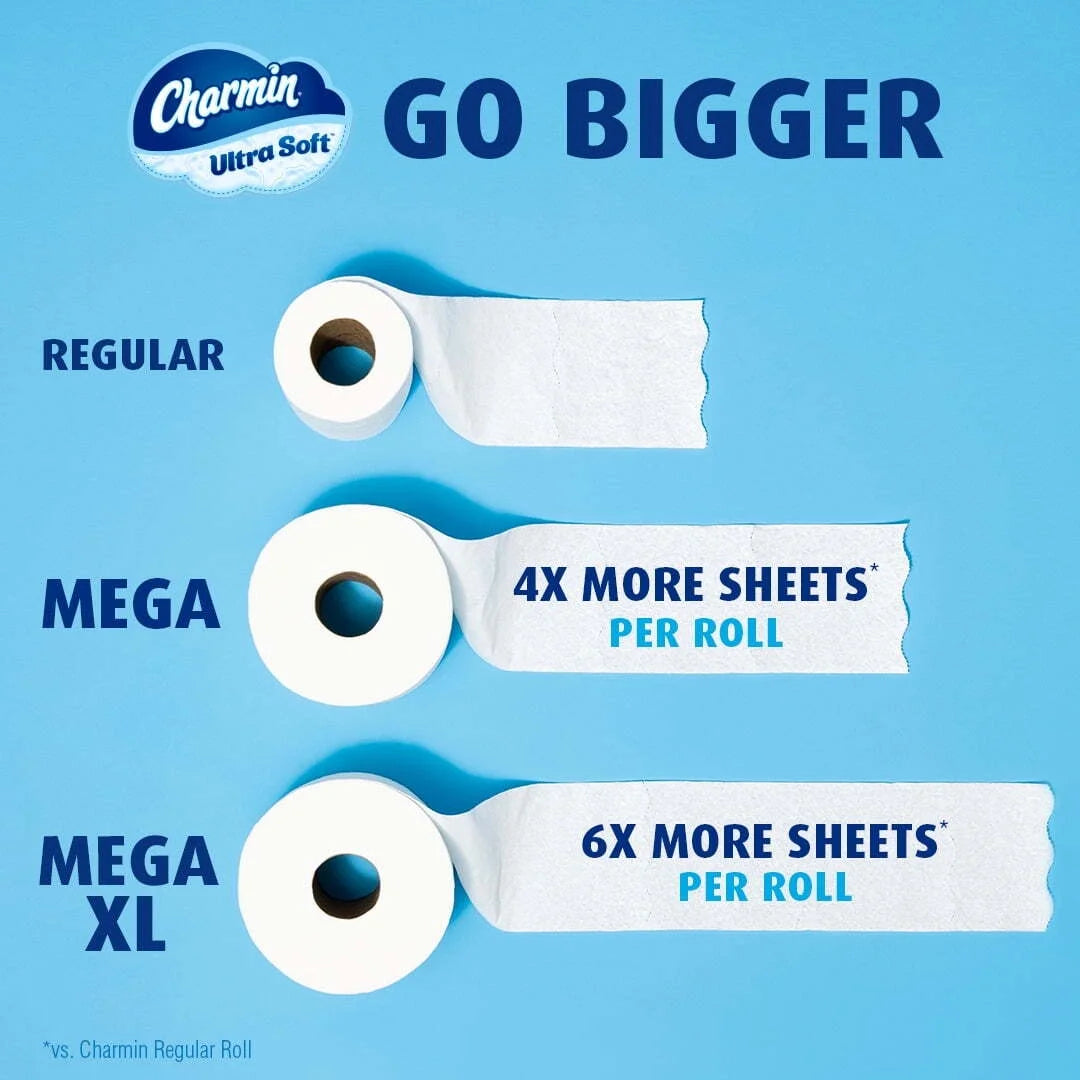 Ultra Soft Toilet Paper 6 Mega XL Rolls, 336 Sheets per Roll