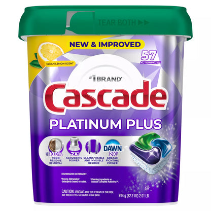 Cascade Platinum plus Pods Dishwasher Detergent - Lemon