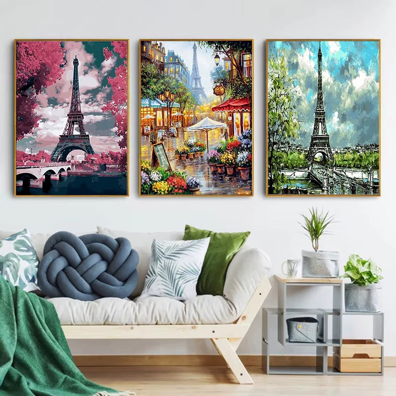 Classical Europe France Paris Eiffel Tower Canvas Paintings Landscape Street Wall Art Posters and Prints Pictures Cuadros Decor