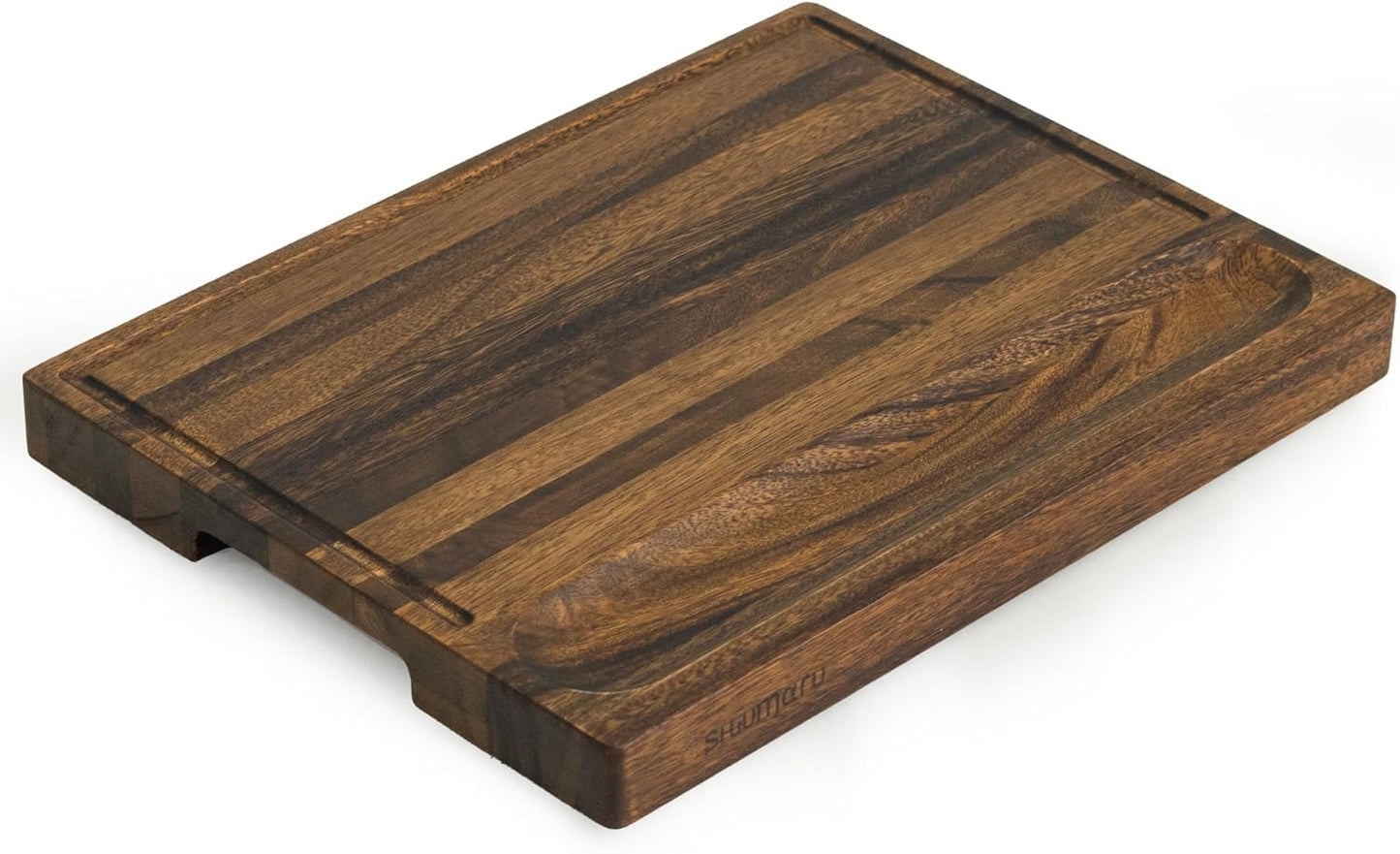 Tropical Walnut Wood Cutting Board – 17X13X1.6" Charcuterie | Handmade in Bali - Silky-Smooth, Juice Groove, Sorting Compartment, Knife‑Friendly, Ergonomic Grips & Non‑Slip Feet