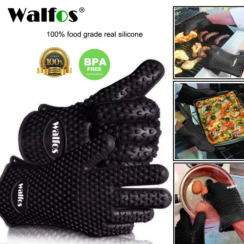 Silicone Oven Kitchen Glove Heat Resistant Thick Cooking BBQ Grill Glove Oven Mitts Kitchen Gadgets Kitchen Accessories