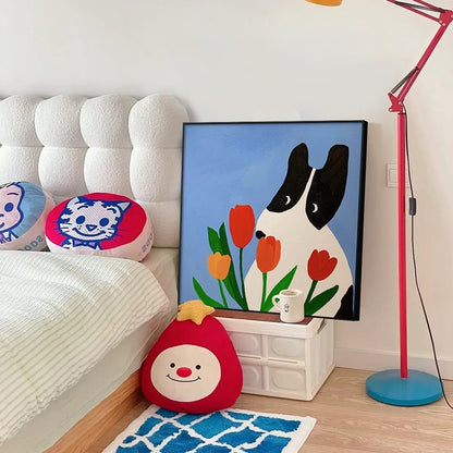 Cartoon Dog Red Square Restaurant Mural