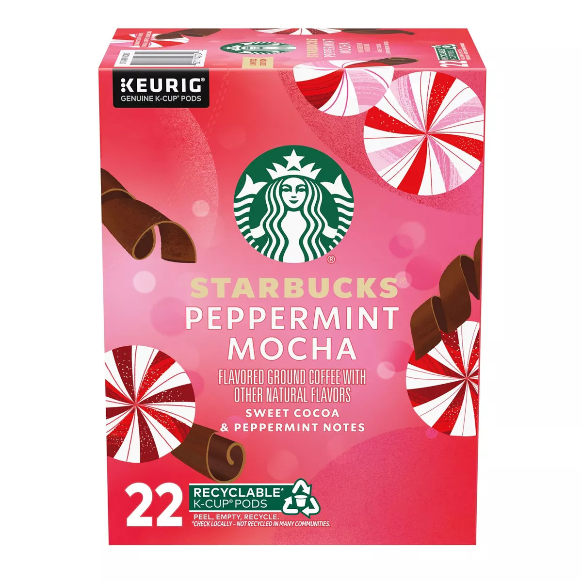 Starbucks Peppermint Mocha Flavored Coffee, Keurig K-Cup Coffee Pods, 22 Count