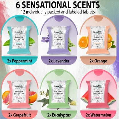 Organic Shower Steamers for Women – Shower Vapor Tablets & Shower Bombs Aromatherapy – 12-Pack Self Care Gifts for Her