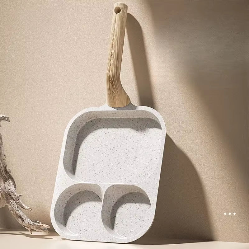 Breakfast Frying Pan Multi-Section Fried Egg Burger Pot Wheat Rice Stone Steak Pot Nonstick Three-In-One Cookware Omelet Pan