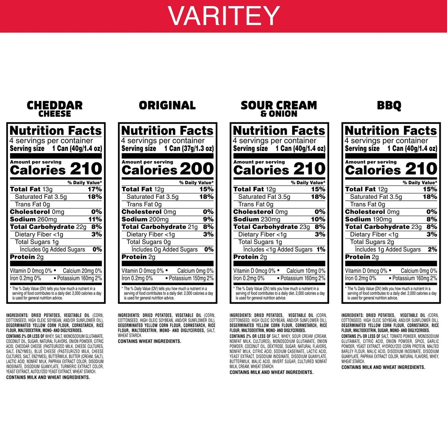 Variety Pack Potato Crisps Chips, Lunch Snacks, 16 Count