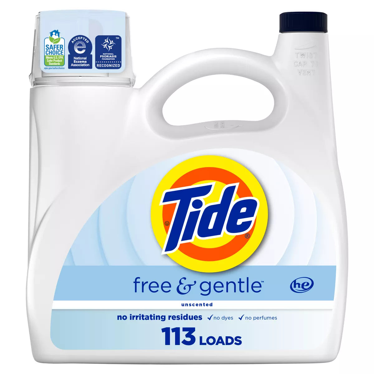 Tide Free & Gentle Unscented HE Deep Cleaning Concentrated Liquid Laundry Detergent