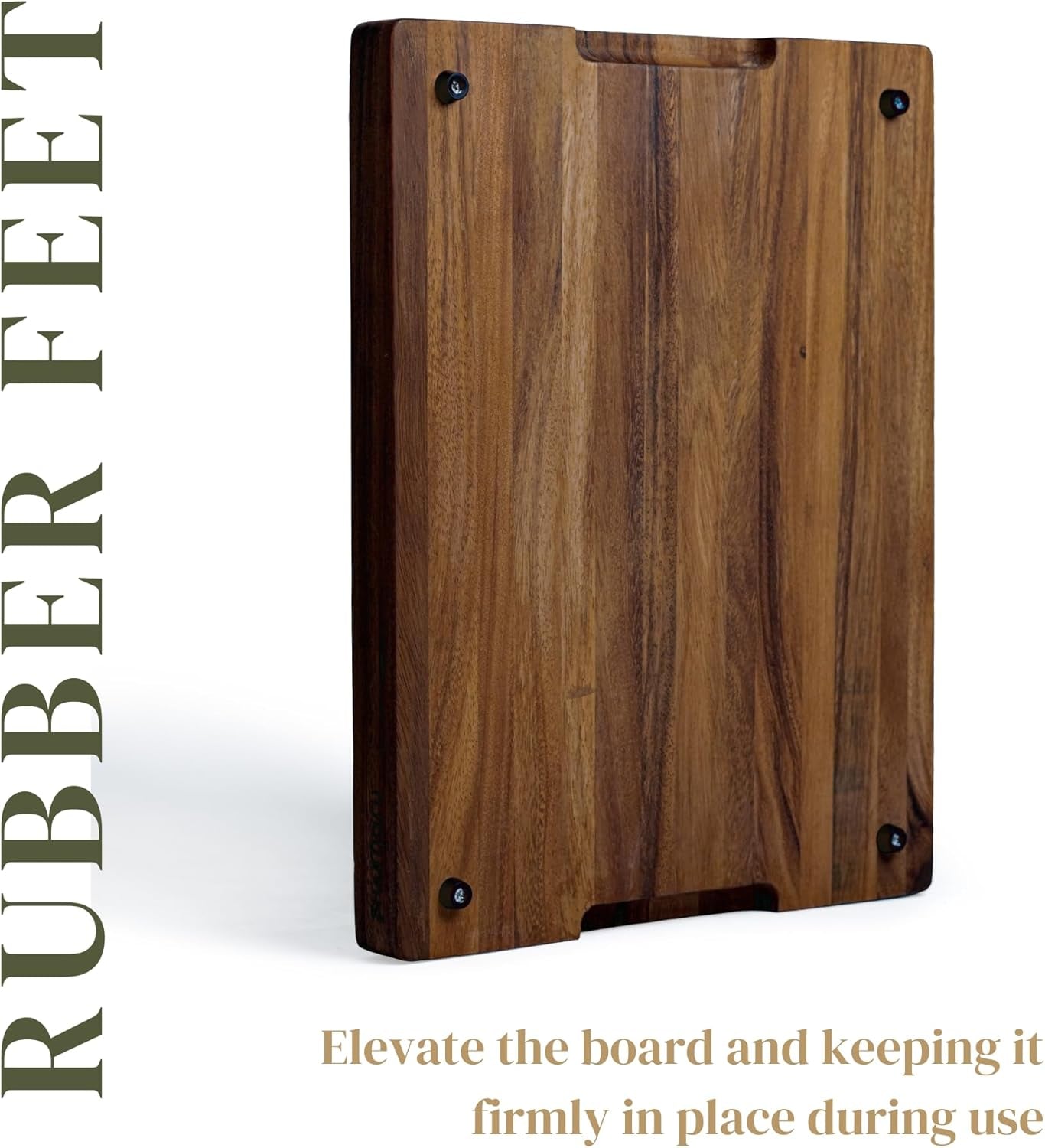 Tropical Walnut Wood Cutting Board – 17X13X1.6" Charcuterie | Handmade in Bali - Silky-Smooth, Juice Groove, Sorting Compartment, Knife‑Friendly, Ergonomic Grips & Non‑Slip Feet