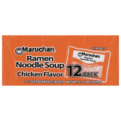 (24 Pack)  Ramen Noodle Chicken Flavor Soup, 3 Oz, 12 Count Shelf Stable Package