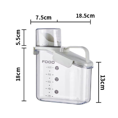 1Pc Cereal Containers Storage, Airtight Grain Jar with Measuring Cup Kitchen Organizers for Oatmeal, Grain, Flour, Pet Food