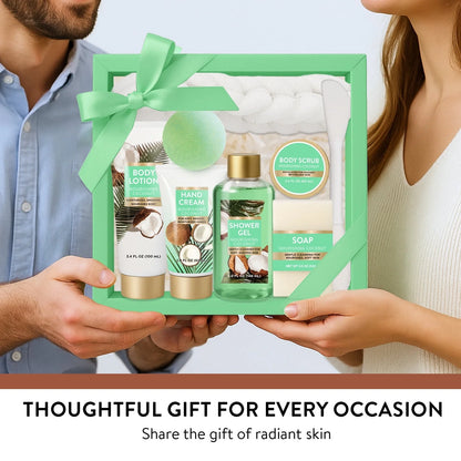 Bath Sets, Coconut Birthday Gifts for Women Pampering, 8 Pcs