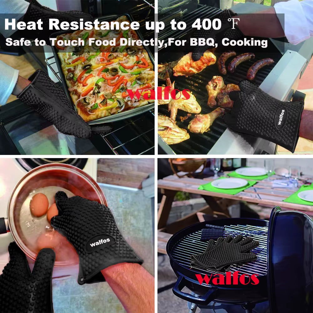 Silicone Oven Kitchen Glove Heat Resistant Thick Cooking BBQ Grill Glove Oven Mitts Kitchen Gadgets Kitchen Accessories