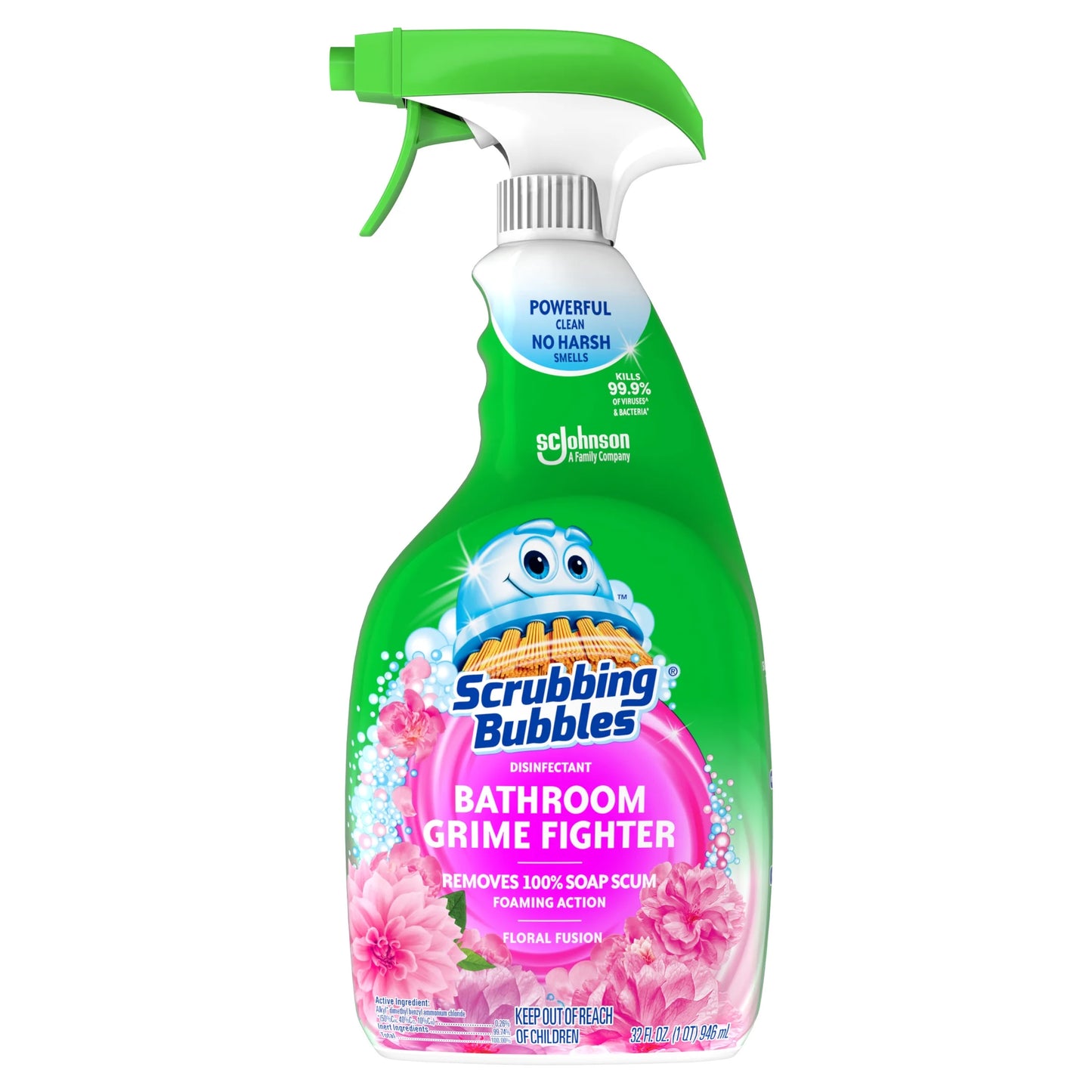 Bathroom Grime Fighter Disinfectant, Floral Fusion Scent, 32Oz