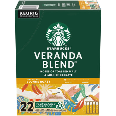 Starbucks Veranda Blend, Blonde Roast Coffee, Keurig K-Cup Single Serve Coffee Pods, 22 Count