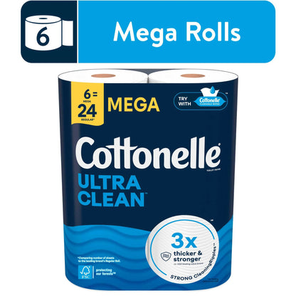 Ultra Clean Toilet Paper, Strong Toilet Tissue, 6 Mega Rolls