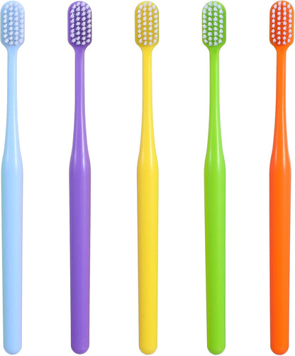 5 Pack Classic Manual Toothbrush Soft Bristles Clean Tooth Brush with Ergonomic Plastic Handle for Adults and Kids, Colorful