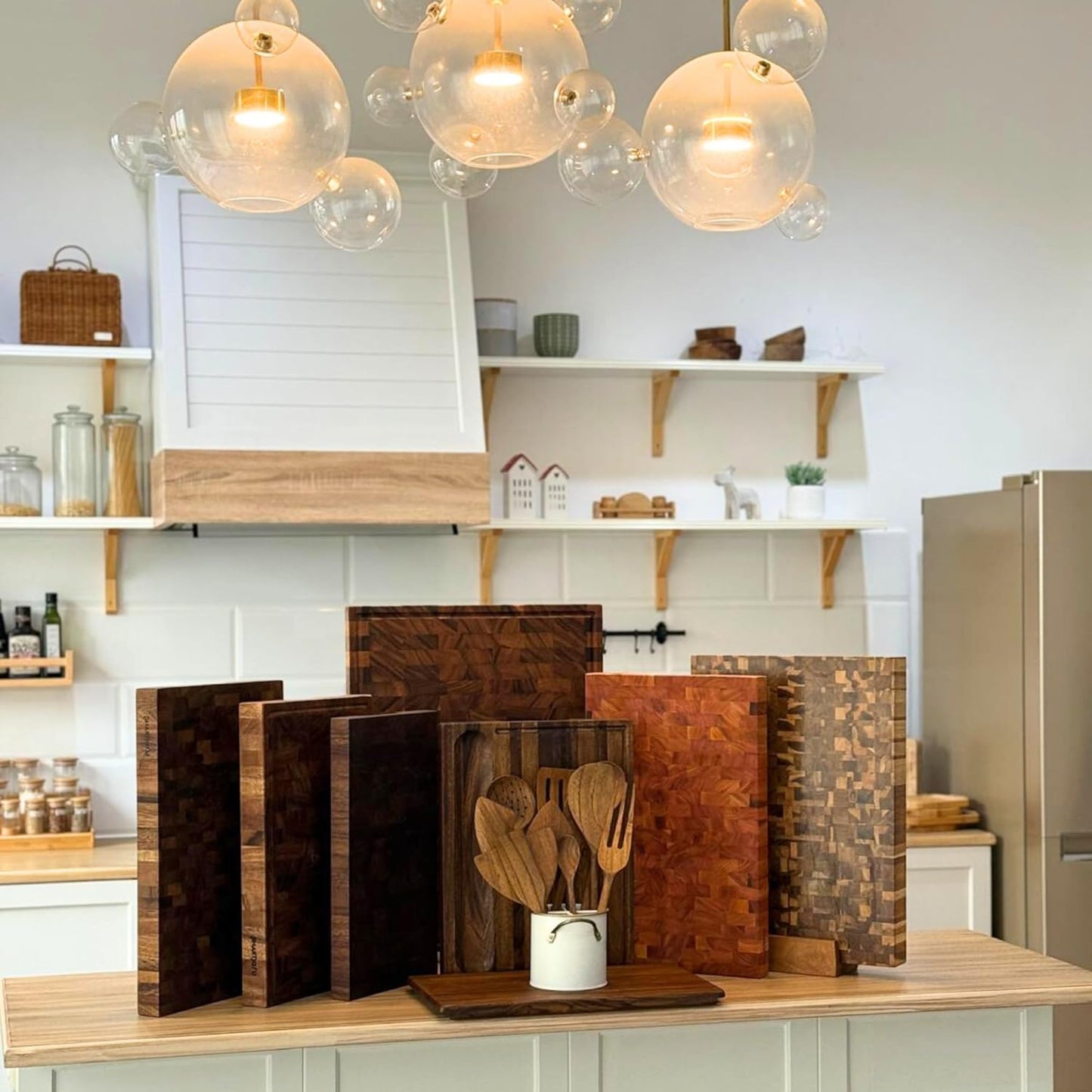 Tropical Walnut Wood Cutting Board – 17X13X1.6" Charcuterie | Handmade in Bali - Silky-Smooth, Juice Groove, Sorting Compartment, Knife‑Friendly, Ergonomic Grips & Non‑Slip Feet