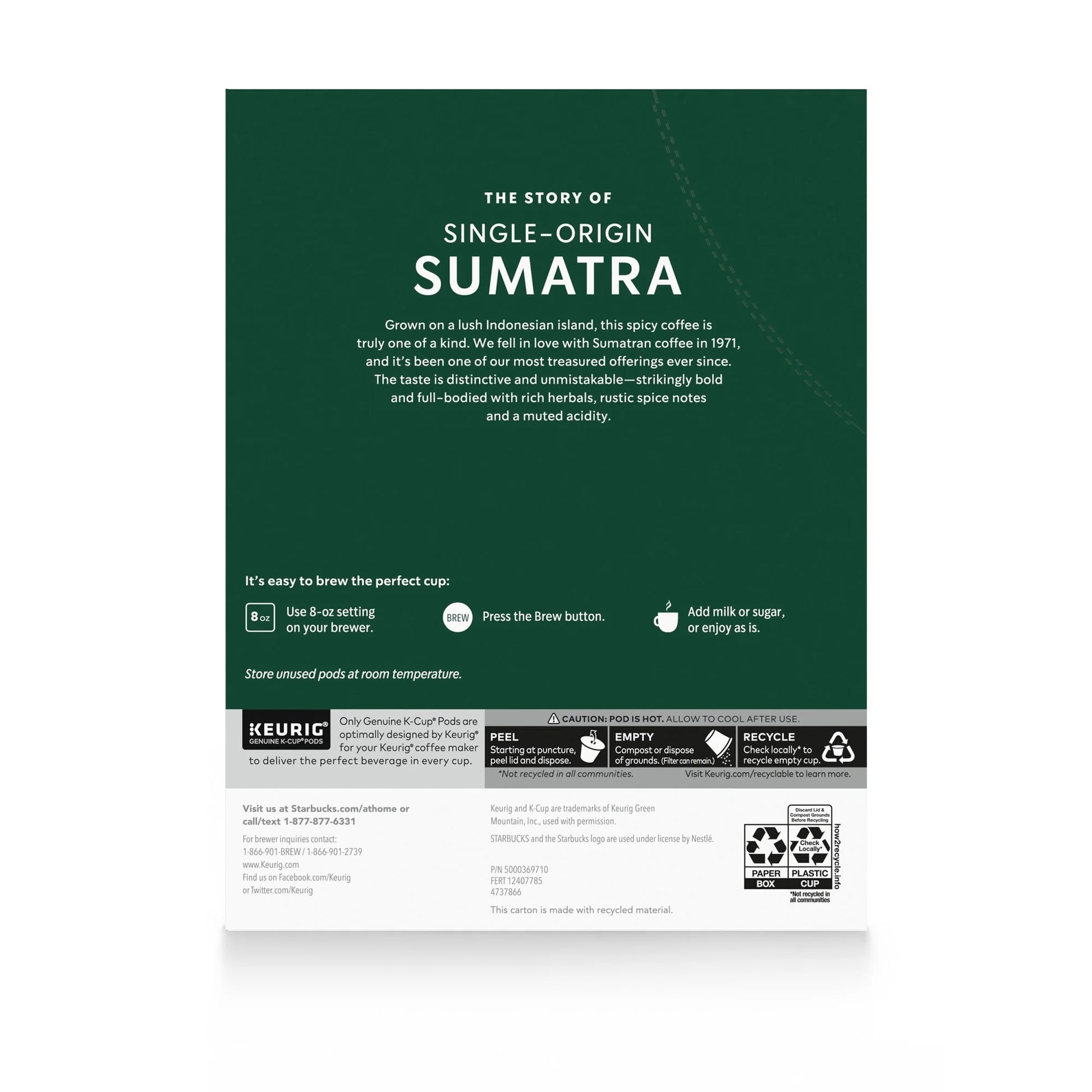 Starbucks Sumatra, Dark Roast K-Cup Coffee Pods, 32 Count K Cups