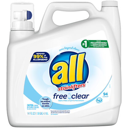 Free Clear Liquid Laundry Detergent, 141 Oz, 94 Loads