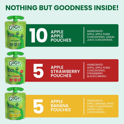 Gogo Squeez Applesauce and Fruit Puree Variety Pack, Apple, Banana & S