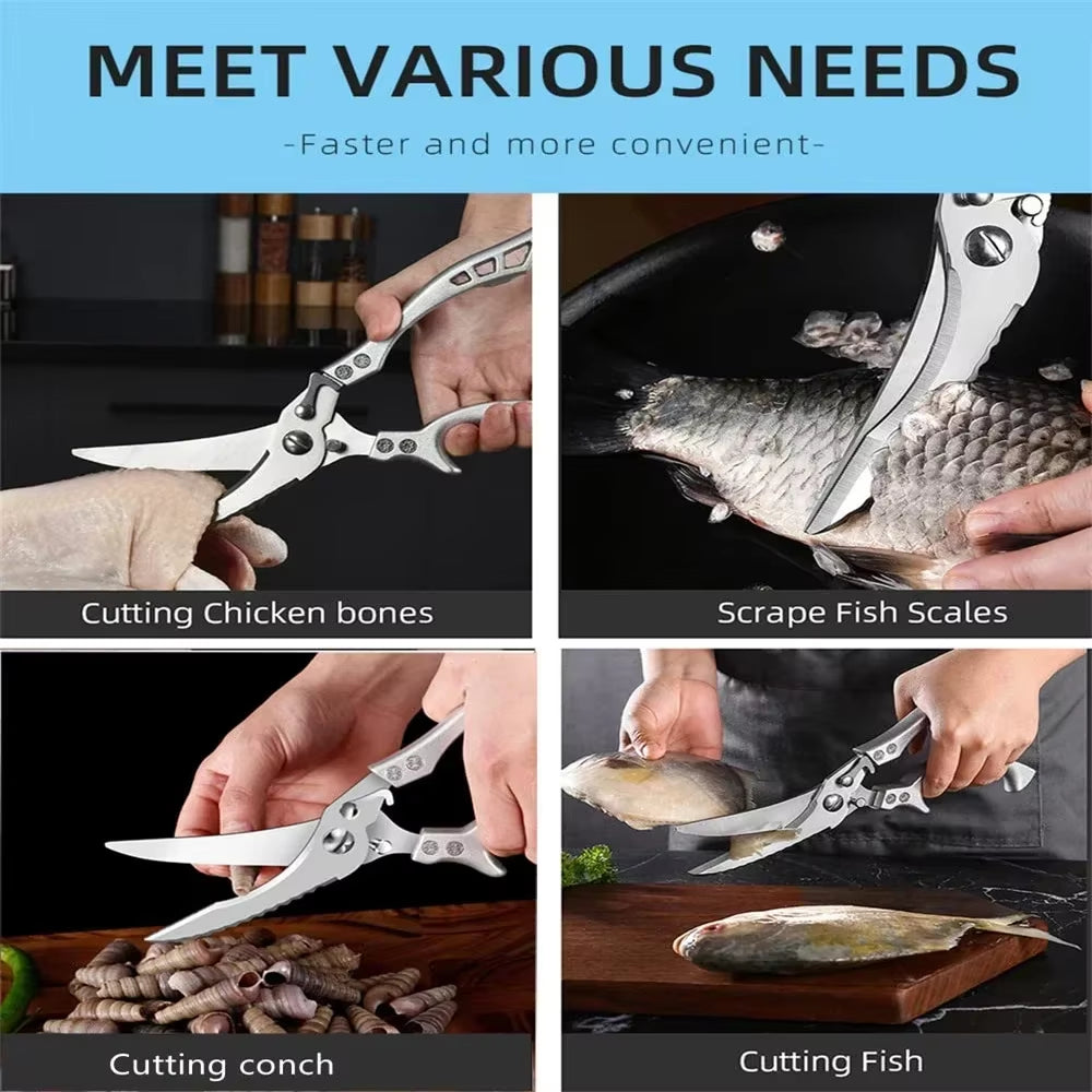 Heavy Duty Kitchen Scissors Meat Fruit Boning Fishing Hunting Camping Professional Stainless Steel Chicken Bone Kitchen Shears