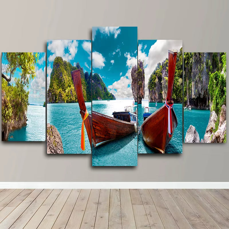 Landscape Canvas Posters Home Decor 5 Pieces Natural Lake Paintings Wall Art Scenery Pictures Modular Living Room Decor Unframed