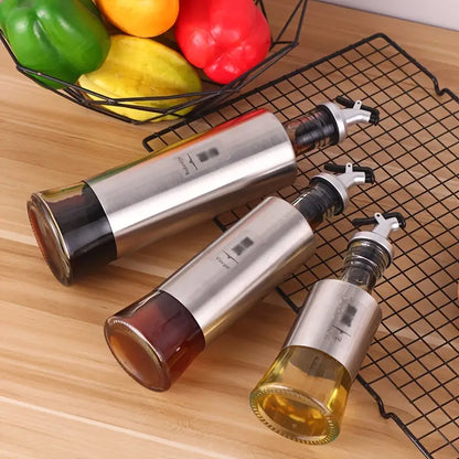 Stainless Steel Glass Oil Bottle for Kitchen Use