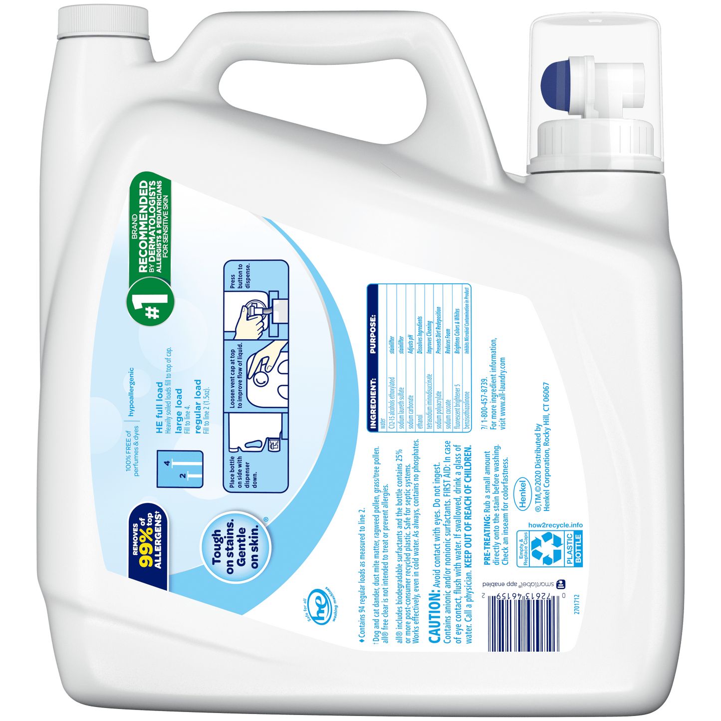 Free Clear Liquid Laundry Detergent, 141 Oz, 94 Loads