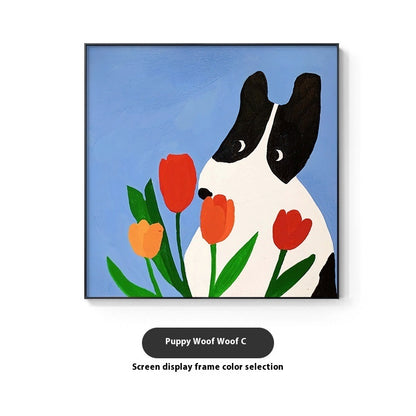 Cartoon Dog Red Square Restaurant Mural