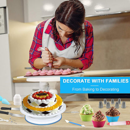 Cake Decorating Kit,132Pcs Cake Decorating Tools with Cake Turntable Stand Icing Piping Bags and Tips Set Baking Supplies Set for Beginner and Cake-Lover