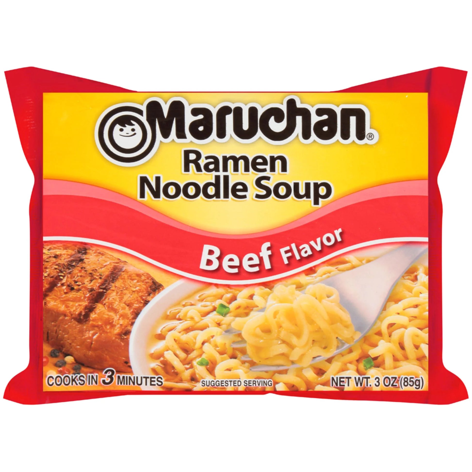 (48 Pack)  Ramen Noodle Beef Flavor Soup, 3 Oz, 12 Count, Shelf Stable Package