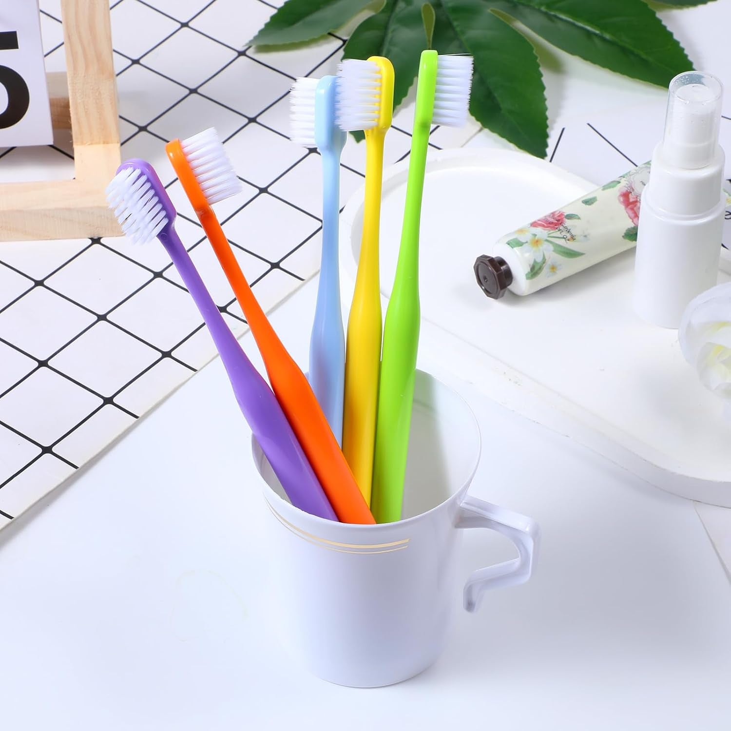 5 Pack Classic Manual Toothbrush Soft Bristles Clean Tooth Brush with Ergonomic Plastic Handle for Adults and Kids, Colorful