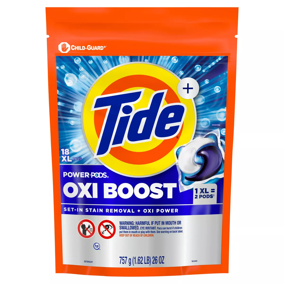 Tide Oxi Boost Power HE Deep Cleaning Concentrated Laundry Detergent Pods