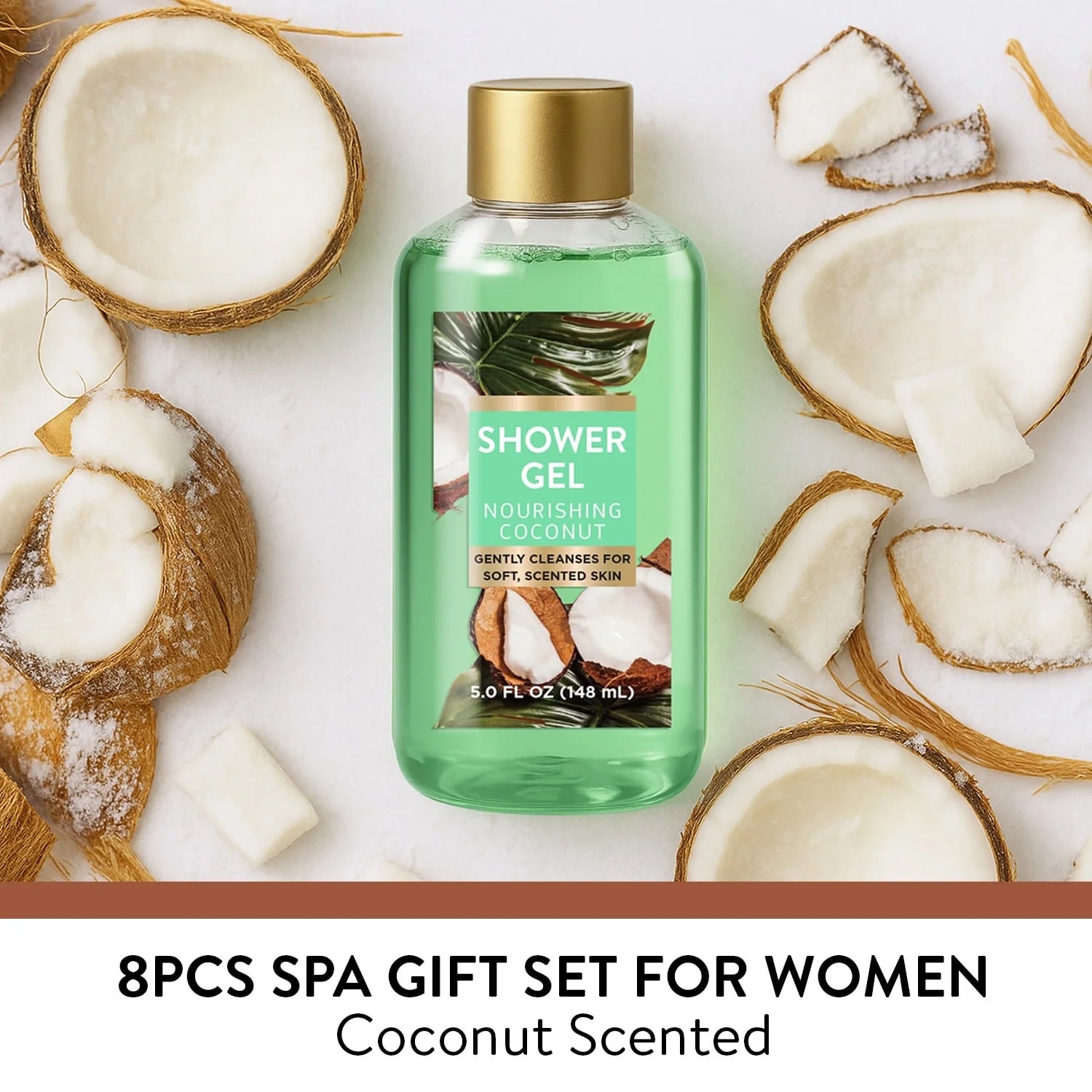 Bath Sets, Coconut Birthday Gifts for Women Pampering, 8 Pcs