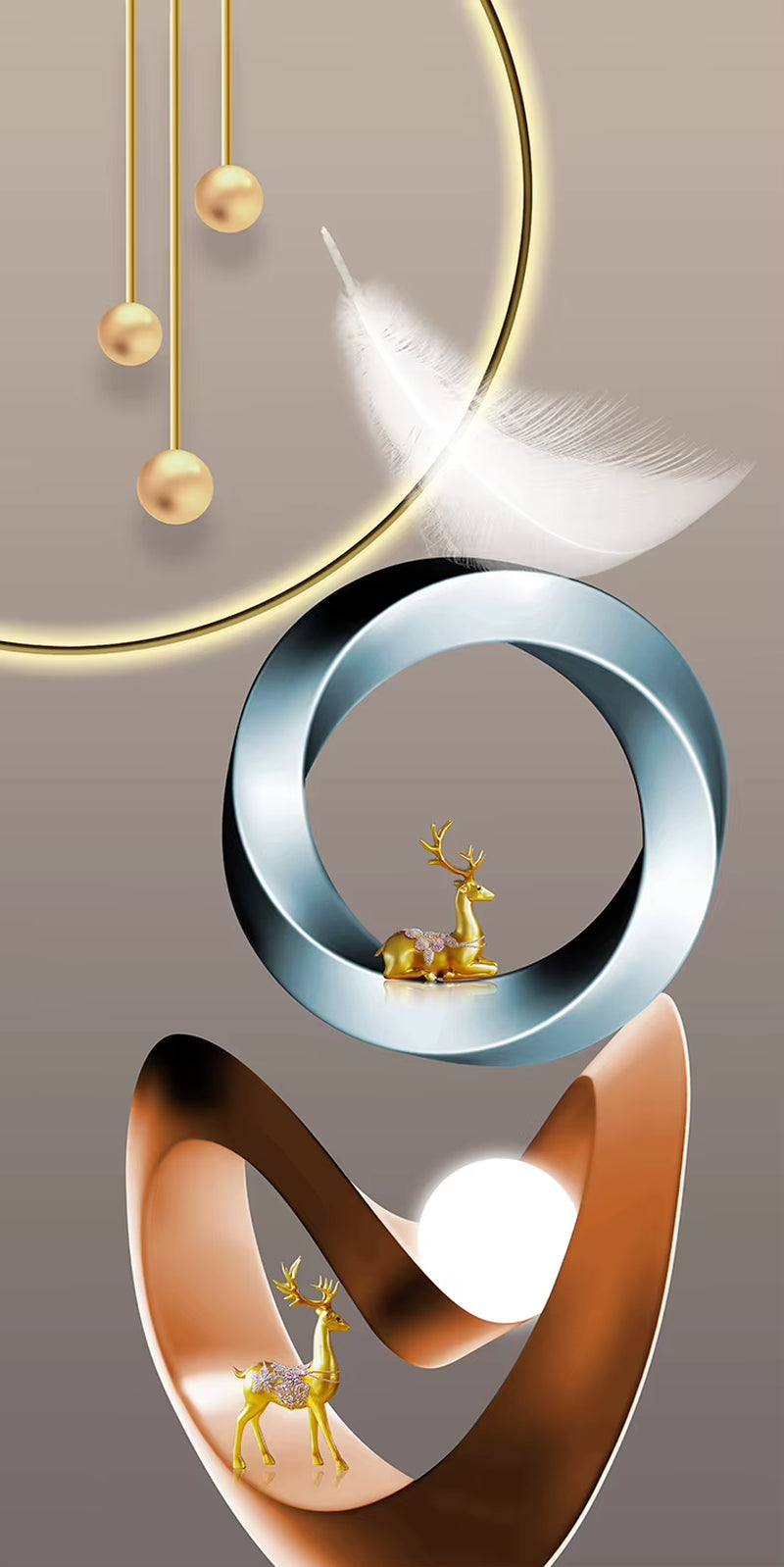 Nordic Style Golden Deer Tree Canvas Poster Prints Luxurious Wall Art Modern Canvas Paintings for Your Living Room Home Decor