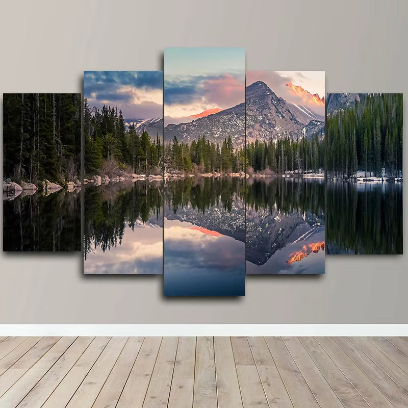 Landscape Canvas Posters Home Decor 5 Pieces Natural Lake Paintings Wall Art Scenery Pictures Modular Living Room Decor Unframed