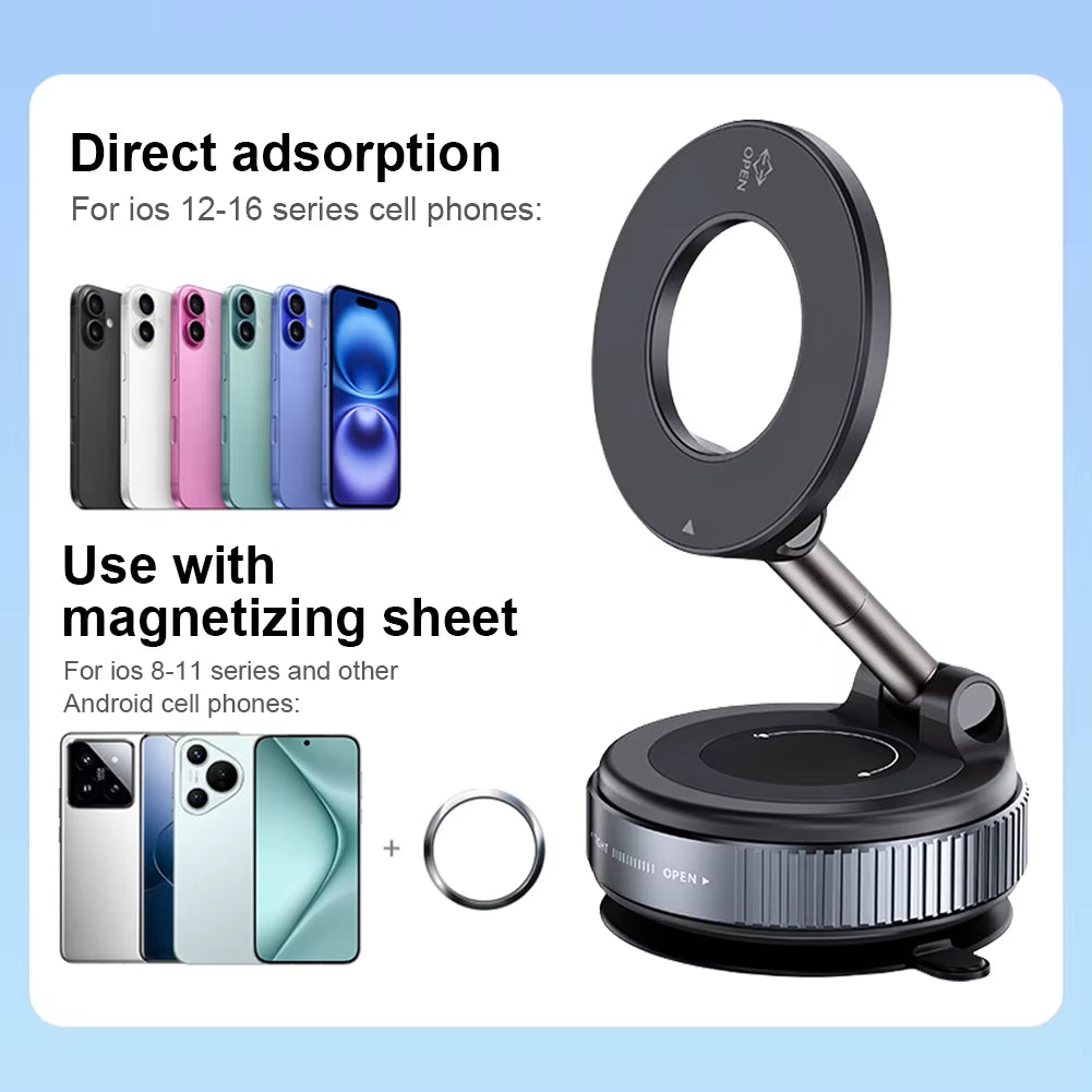 Vacuum Adsorption Magnetic Suction Cup Phone Mount Double Sided Hands-Free Magnetic Cell Phone Holder for Car/Gym/Mirror/Smooth